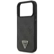 Guess Leather 4G Triangle Strass MagSafe case iPhone 17 Pro tok, fekete
