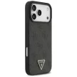 Guess Leather 4G Triangle Strass MagSafe Case iPhone 17 Pro Max tok, fekete