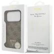 Guess Leather 4G Triangle Strass MagSafe case iPhone 17 Pro tok, barna