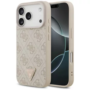   Guess Leather 4G Triangle Strass MagSafe Case iPhone 17 Pro tok, rózsaszín