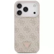 Guess Leather 4G Triangle Strass MagSafe Case iPhone 17 Pro tok, rózsaszín