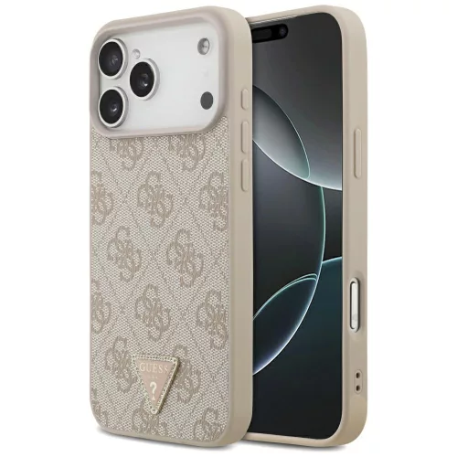 Guess Leather 4G Triangle Strass MagSafe Case iPhone 17 Pro Max tok, rózsaszín