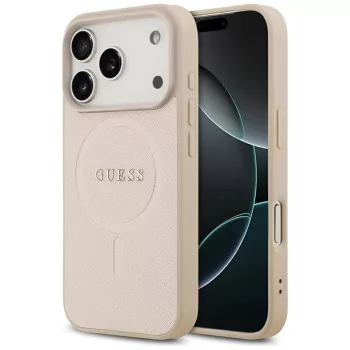   Guess Saffiano Classic Logo MagSafe iPhone 17 Pro tok, rózsaszín
