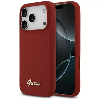  Guess Silicone Script Metal Logo MagSafe iPhone 17 Pro tok, magenta