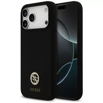   Guess Silicone Logo Strass 4G MagSafe iPhone 17 Pro Max tok, fekete