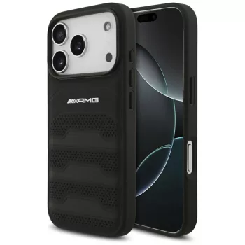   AMG Leather Debossed Lines Logo Case iPhone 17 Pro tok, fekete