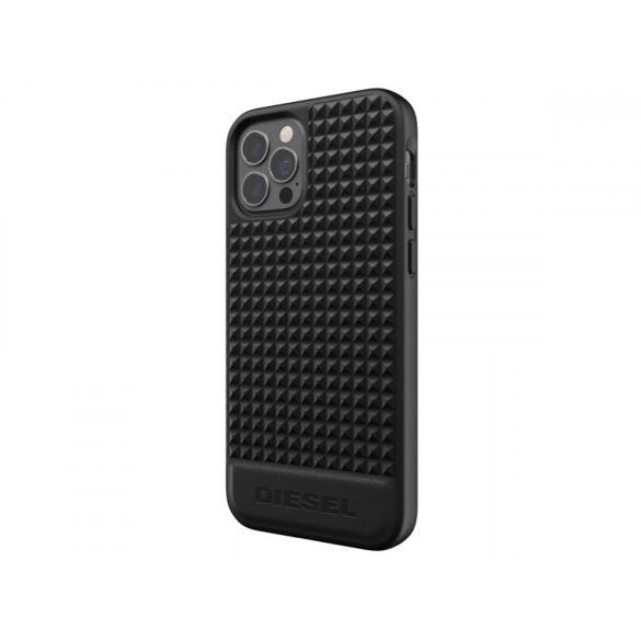 Diesel Moulded Case Premium Leather Studs iPhone 12/12 Pro hátlap, tok, fekete