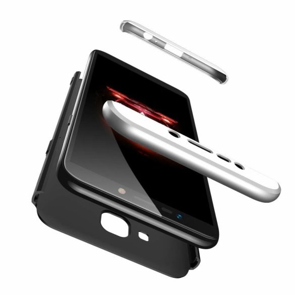 Full Body Case 360 Samsung Galaxy J4 Plus (2018), hátlap, tok, fekete-ezüst