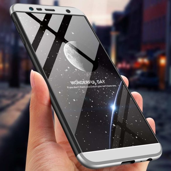 Full Body Case 360 Samsung Galaxy J4 Plus (2018), hátlap, tok, fekete-ezüst