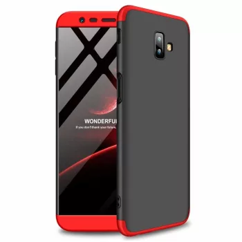   Full Body Case 360 Samsung Galaxy J6 Plus (2018) hátlap, tok, fekete-piros