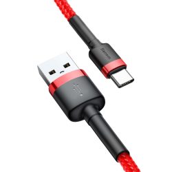   Baseus Cafule CATKLF-B91 USB-C adat- és töltőkábel, 3.0 gyorstöltés, 3A, 1m, fekete-piros