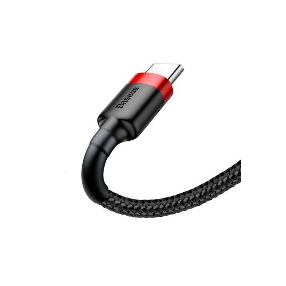 Baseus Cafule CATKLF-C91 USB USB-C adat- és töltőkábel, 3.0 gyorstöltés, 2A, 2m, fekete-piros
