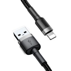   Baseus Cafule CALKLF-BG-1 USB Lightning adat- és töltőkábel, 3.0 gyorstöltés, 2.4A, 1m, fekete-szürke