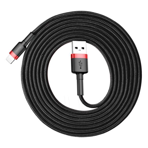 Baseus Cafule CALKLF-C19 USB Lightning adat- és töltőkábel, 3.0 gyorstöltés, 1.5A, 2m, fekete-piros