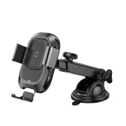   Baseus Smart Wireless Charger Electric Auto Lock Air Vent Infrared Qi vezeték nélküli autós telefontartó és töltő műszerfalra infravörös érzékelővel, szellőzőrácsra, fekete