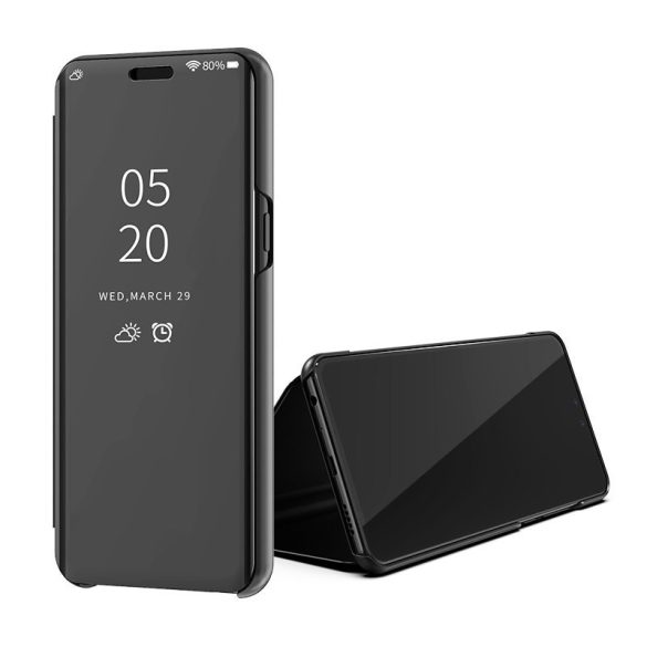 Clear View Case cover Huawei Y6 (2019) oldalra nyíló tok, fekete