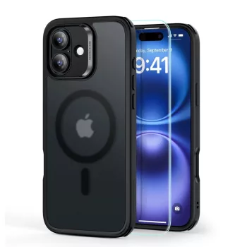   ESR CLASSIC HYBRID HALOLOCK MAGSAFE & tempered glass IPHONE 16 FROSTED tok, fekete
