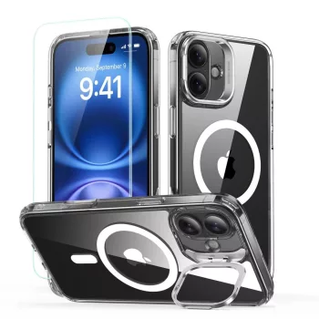   ESR CLASSIC HYBRID KICKSTAND HALOLOCK MAGSAFE & tempered glass IPHONE 16 CLEAR
