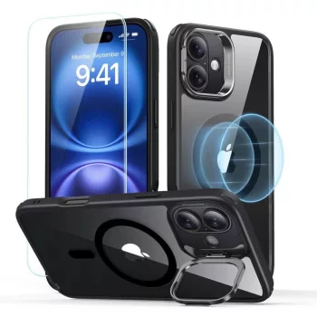   ESR CLASSIC HYBRID KICKSTAND HALOLOCK MAGSAFE & tempered glass IPHONE 16 CLEAR/tok, fekete