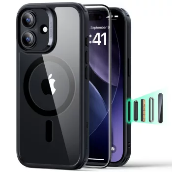   ESR CLASSIC HYBRID MAGSAFE & TEMPERED GLASS IPHONE 17 tok, átlátszó-fekete
