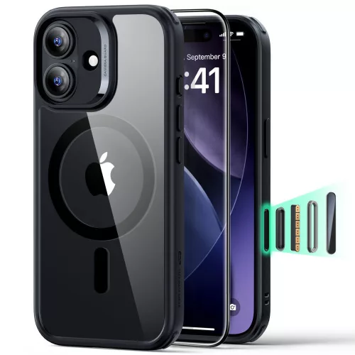 ESR CLASSIC HYBRID MAGSAFE & TEMPERED GLASS IPHONE 17 tok, átlátszó-fekete