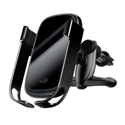   Baseus Rock Wireless Charger Electric Infrared Qi vezeték nélküli autós telefontartó és töltő infravörös érzékelővel szellőzőrácsra, fekete