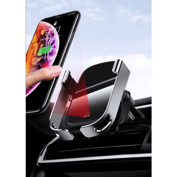 Baseus Rock Wireless Charger Electric Infrared Qi vezeték nélküli autós tartó és töltő infravörös érzékelővel, fekete