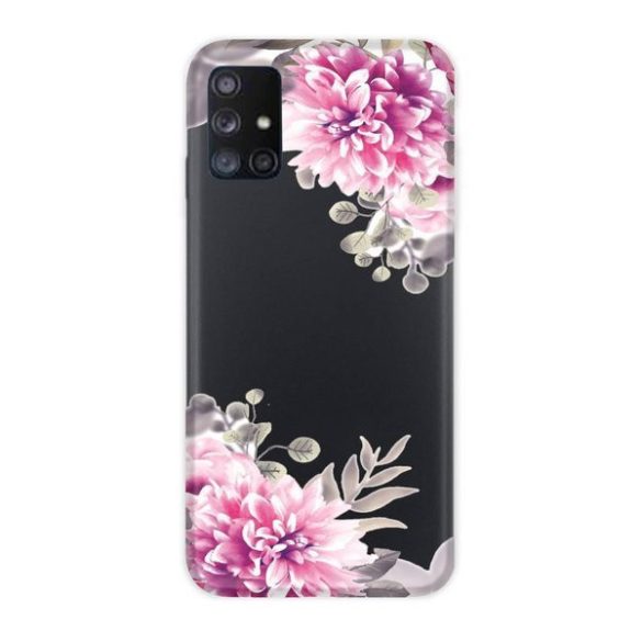 Casegadget Samsung Galaxy A71 5G fehér virágok mintás, hátlap, tok, színes