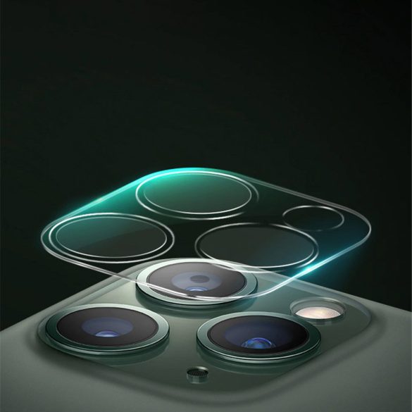 iPhone 11 Pro/11 Pro Max kameravédő üvegfólia (tempered glass), 9H keménységű, fekete