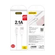 Dudao USB/Lightning adat- és töltőkábel iPhone, iPad készülékekhez, 2.1A 2m, fehér