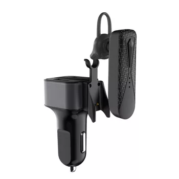   Dudao Car Kit 2xUSB autós töltő, & Bluetooth headset, fekete