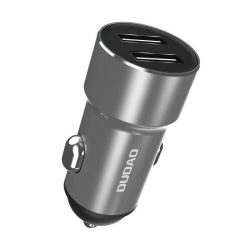   Dudao univerzális, inteligens, autós szivargyújtó töltő, 2xUSB, 2.4A, ezüst