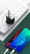 Baseus Mirror Lake Wall Charger hálózati töltő adapter, UK, USB + USB-C, LED kijelzővel, fehér