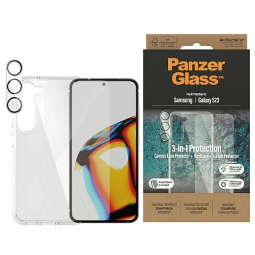 PanzerGlass Bundle 3in1 tok, átlátszó Case + Film + Camera Protector Samsung Galaxy S23, átlátszó