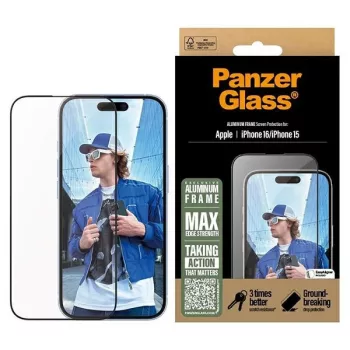   PanzerGlass Screen Protector Aluminum Frame iPhone 16 6.1" Ultra-Wide Fit 2849