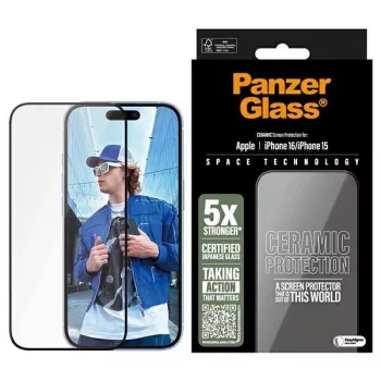  PanzerGlass Ceramic Screen Protector iPhone 16 / 15, 6.1" Ultra-Wide Fit 2853