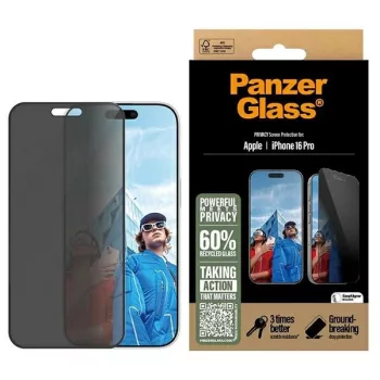   PanzerGlass Privacy Screen Protector iPhone 16 Pro 6.3" Ultra-Wide Fit P2862