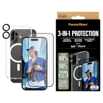   PanzerGlass Bundle 3in1 iPhone 16 6.1" D3O Hardcase + Screen Protector UWF+ Lens B1291+2861+1283