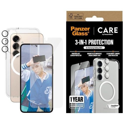 CARE by PanzerGlass Flagship 3in1 tok + edzett üvegfólia + Lens kameravédő Samsung Galaxy S25 Plus