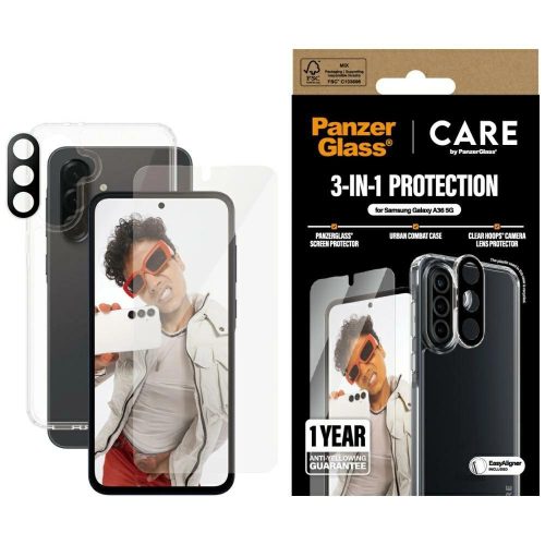 CARE by PanzerGlass Flagship 3in1 Samsung Galaxy A36 5G tok+üvegfólia+kameravédő, átlátszó