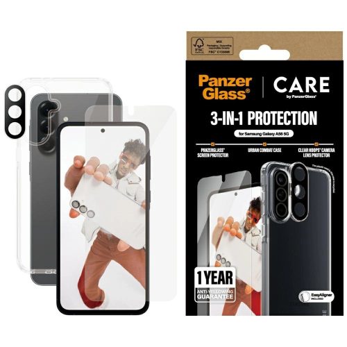 CARE by PanzerGlass Flagship 3w1 Etui+Szkło+Lens Samsung Galaxy A56 5G tok+ üvegfólia+kameravédő, átlátszó
