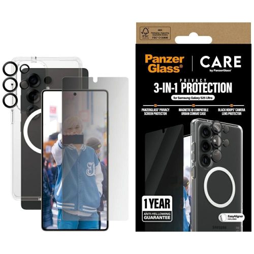 CARE by PanzerGlass Flagship 3in1 tok+privacy üvegfólia+kameravédő Samsung Galaxy S25 Ultra, átlátszó
