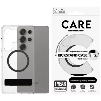   CARE by PanzerGlass Feature tok, fekete Kickstand & QISamsung Galaxy S25 Ultra tok, átlátszó