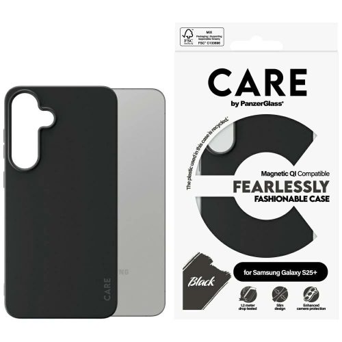 CARE by PanzerGlass Fashion QI Samsung Galaxy S25 Plus tok, fekete