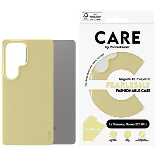 CARE by PanzerGlass Fashion QI Samsung Galaxy S25 Ultra tok, sárga