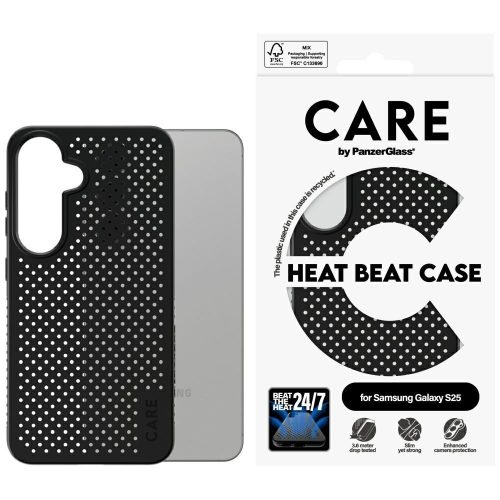 CARE by PanzerGlass Feature Samsung Galaxy S25 heat beat tok, fekete