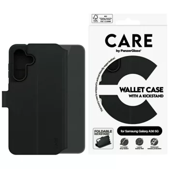   CARE by PanzerGlass Feature Wallet Kickstand Samsung Galaxy A36 5G tok, fekete