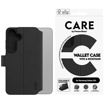   CARE by PanzerGlass Feature Wallet Kickstand Samsung Galaxy S25 tok, fekete