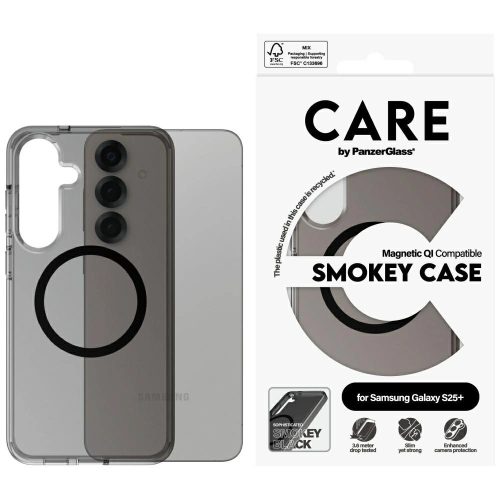 CARE by PanzerGlass Flagship Urban Combat Black QI Case Samsung Galaxy S25 Plus tok, átlátszó