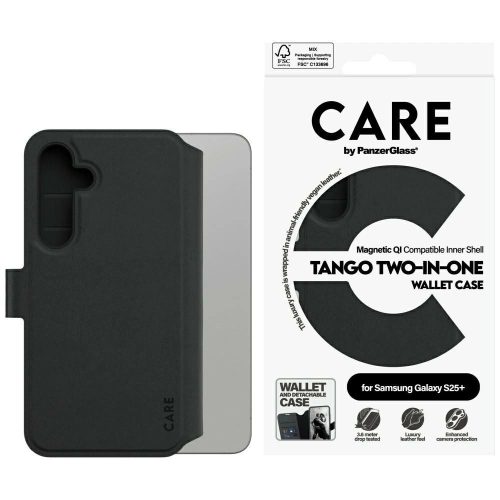 CARE by PanzerGlass Feature Tango 2in1 Wallet Case Samsung Galaxy S25 Plus tok, fekete
